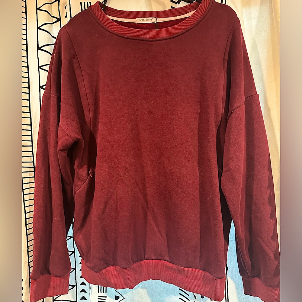 Brand-Smallshow (Amazon) Maroon large maternity & nursing fleece sweatshirt.